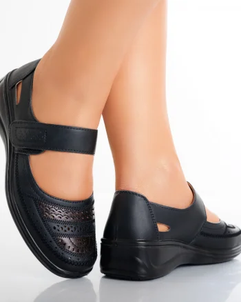 Pantofi dama casual Negri din Piele Ecologica Oema