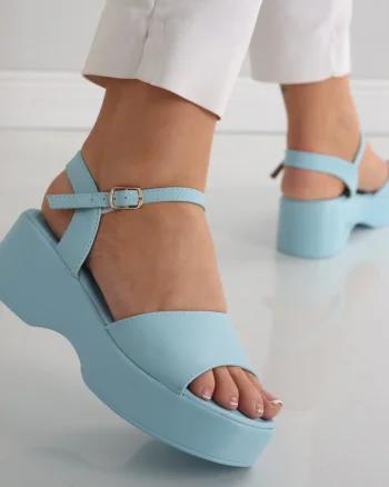 Sandale dama cu platforma Albastre din Piele Ecologica Tarla