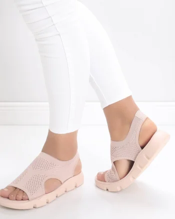Sandale dama fara toc Roz din Textil Meneza