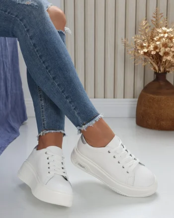 Pantofi dama casual Alb din Piele Naturala Issa