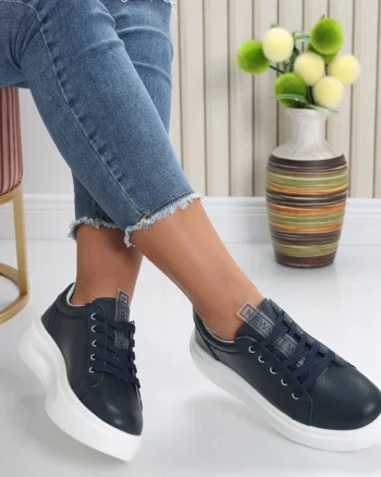Pantofi dama casual Bleumarin din Piele Naturala Evoya