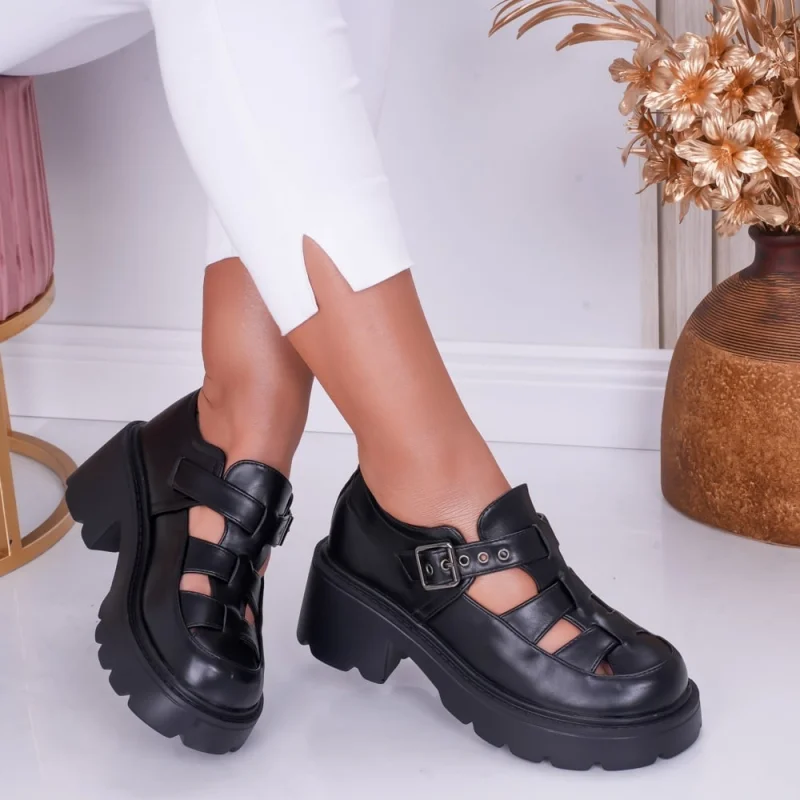 Pantofi dama casual Negri din Piele Ecologica Pepa