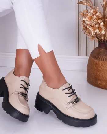 Pantofi dama casual Nude din Piele Ecologica Loris