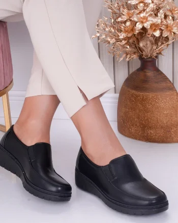 Pantofi dama casual Negri din Piele Ecologica Fler