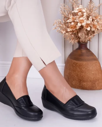 Pantofi dama casual Negri din Piele Ecologica Norica