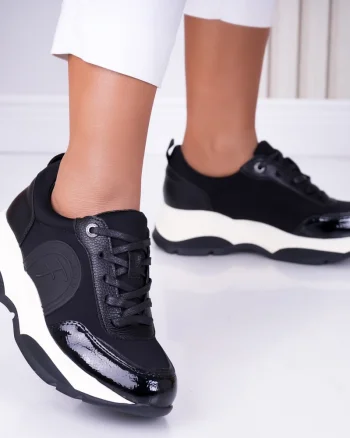 Sneakers dama Negri din Piele Ecologica Rhea