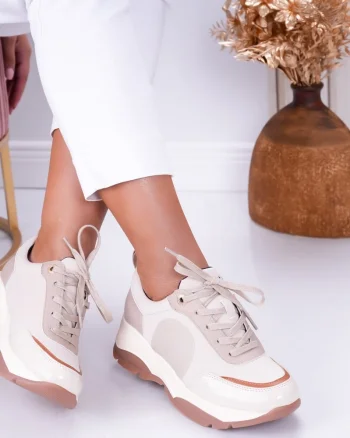 Sneakers dama Bej din Piele Ecologica Rhea