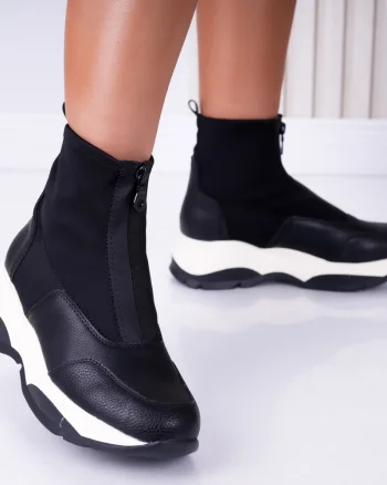 Sneakers dama cu platforma Negri din Piele Ecologica Noemi