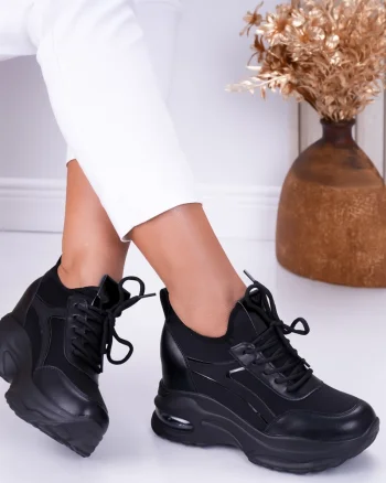 Sneakers dama cu platforma Negri din Textil Didi