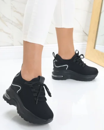 Sneakers dama cu Platforma Negri din Textil Tarina