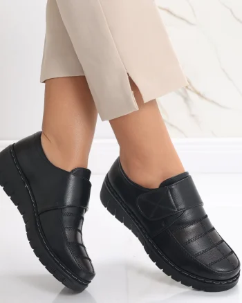 Pantofi dama casual Negri cu Maro din Piele Ecologica Derana