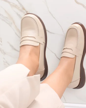 Pantofi dama casual Bej din Piele Naturala Sendiana