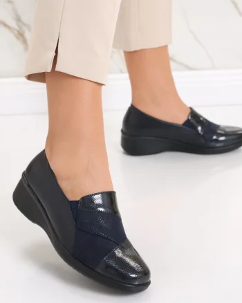 Pantofi dama casual bleumarin din piele ecologica Jess