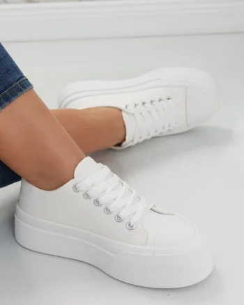 Sneakers dama albi din textil Carrie