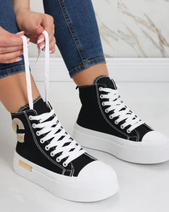 Sneakers dama negri din textil Aylin