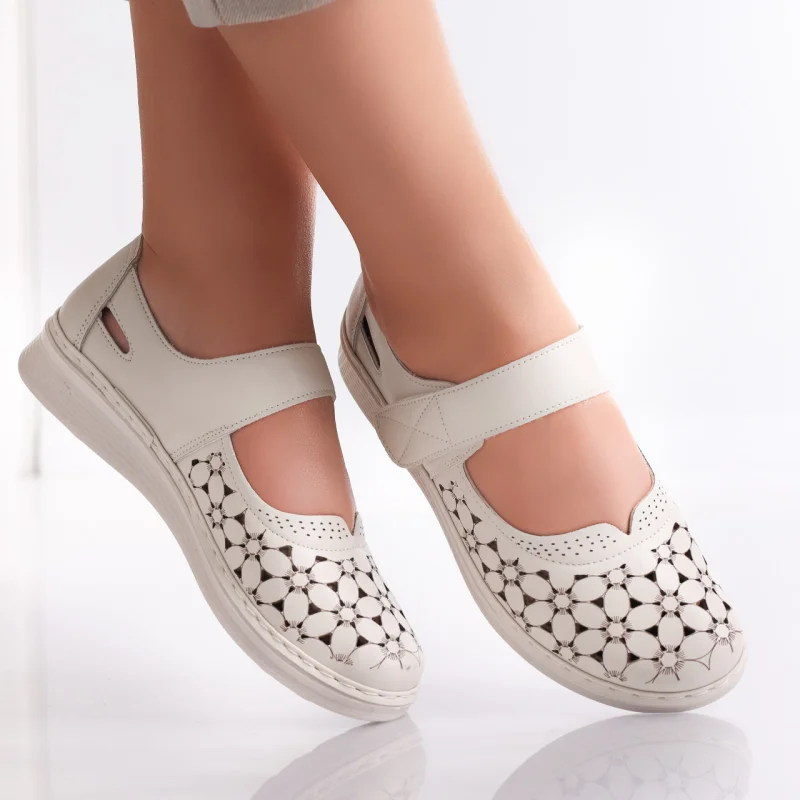 Pantofi dama casual Bej din Piele Ecologica Agali