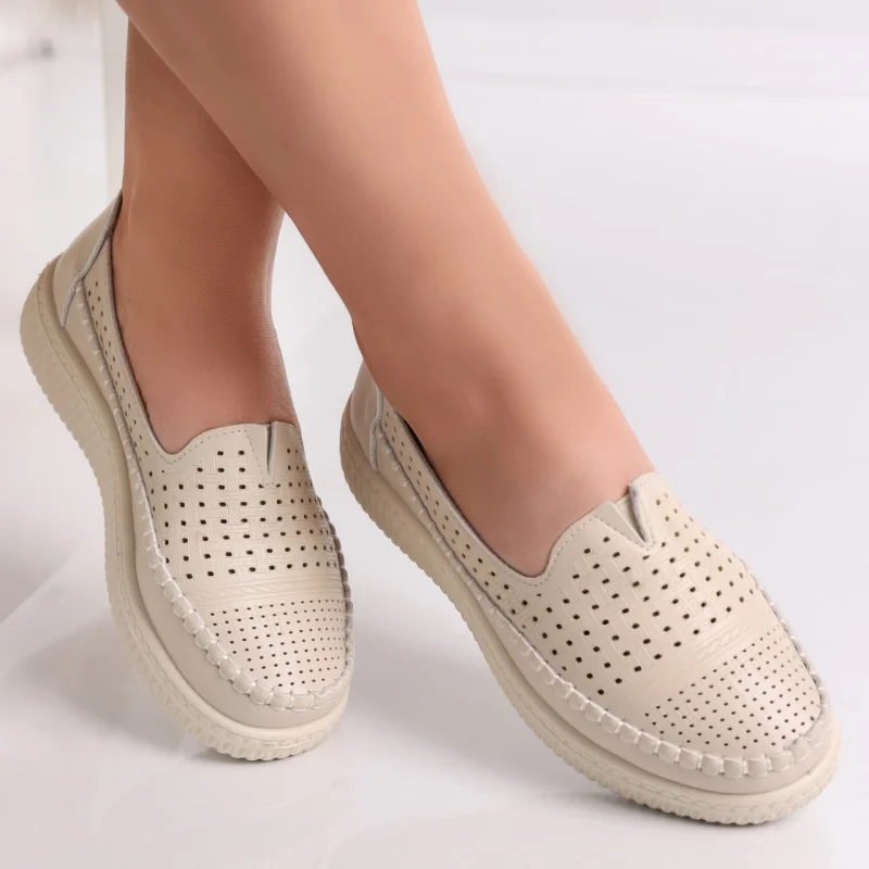Pantofi dama casual Bej din Piele Ecologica Garena