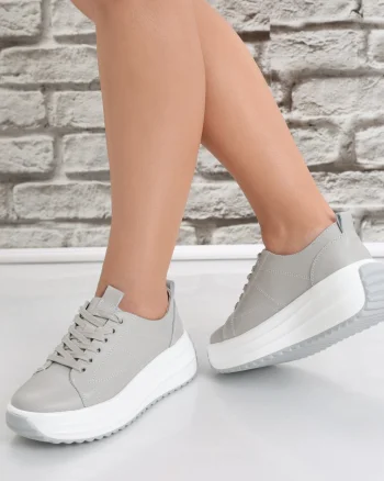 Pantofi dama casual Gri din Piele Naturala Amelsa