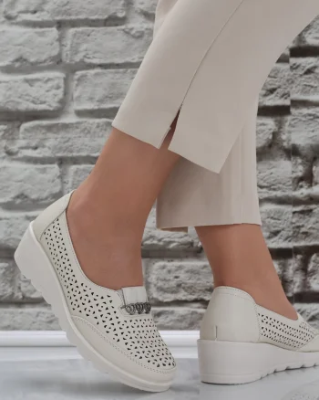 Pantofi dama Bej din Piele Ecologica Nataya