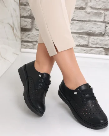 Pantofi dama casual Negri din Piele Ecologica Halya