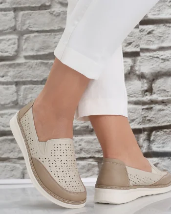Pantofi dama casual Bej din Piele Ecologica Hudiana