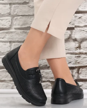 Pantofi dama casual Negri din Piele Ecologica Asnes