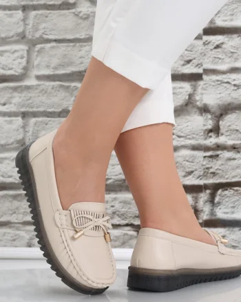 Pantofi dama casual Bej din Piele Ecologica Jinan