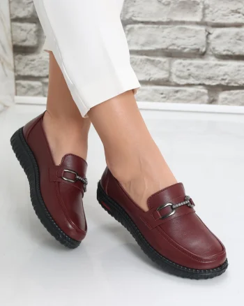 Pantofi dama casual Bordo din Piele Ecologica siham