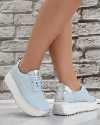 Pantofi dama casual Albastri din Piele Naturala Namia