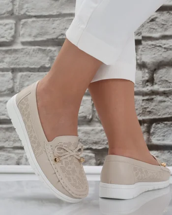 Pantofi dama casual Bej din Piele Ecologica Lujaina
