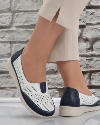 Pantofi dama casual Albi/Bleumarin din Piele Ecologica Molica