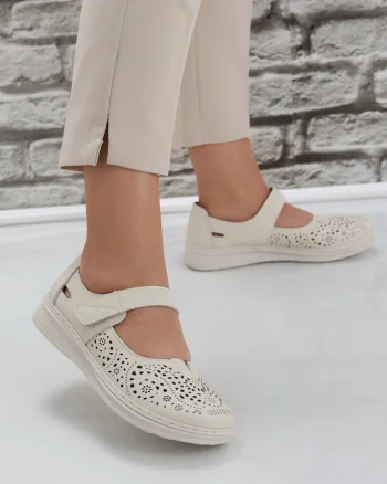 Pantofi dama casual Bej din Piele Ecologica Sensa