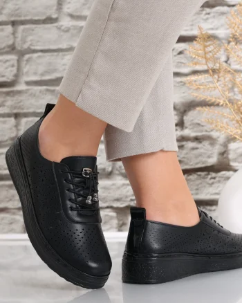 Pantofi dama casual Negri din Piele Ecologica Ranva
