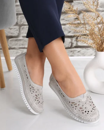 Pantofi dama casual Gri din Piele Naturala Iliana