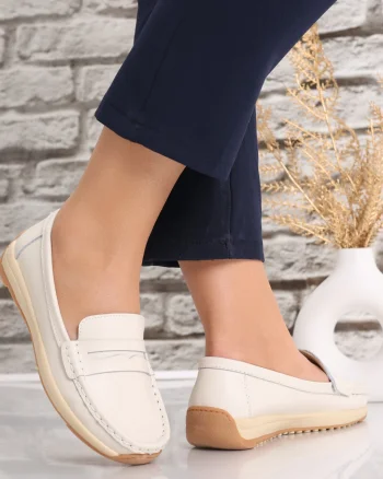 Pantofi dama casual Bej din Piele Naturala Nada