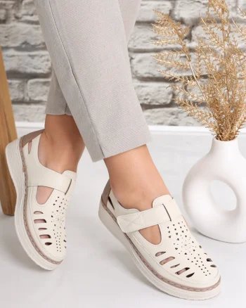 Pantofi dama casual Bej din Piele Ecologica Asreva