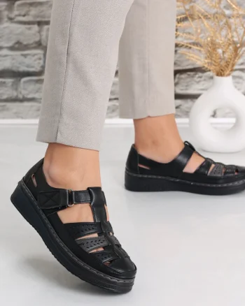 Pantofi dama casual Negri din Piele Ecologica Cataria