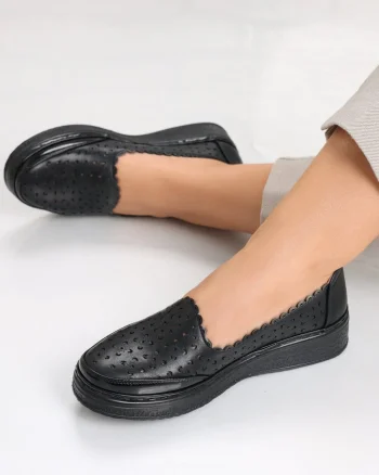 Pantofi dama casual Negri din Piele Ecologica Nasca