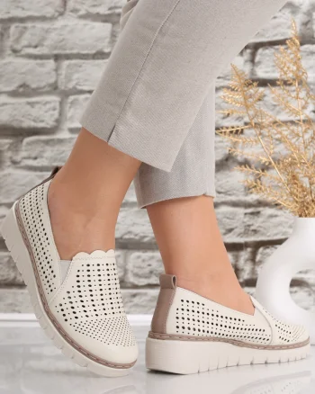 Pantofi dama casual Bej din Piele Ecologica Denova