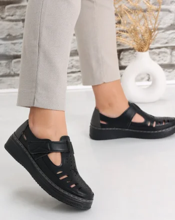 Pantofi dama casual Negri din Piele Ecologica Asreva