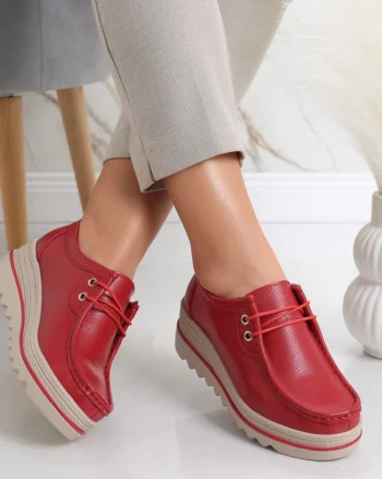 Pantofi dama cu platforma Rosii din Piele Naturala Jasya