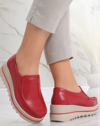 Pantofi dama cu platforma Rosii din Piele Naturala Gabrena