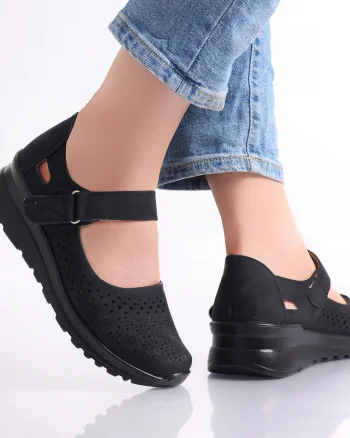 Pantofi dama casual Negri din Piele Ecologica Tiga