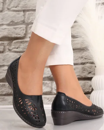 Pantofi dama casual Negri din Piele Naturala Rakina