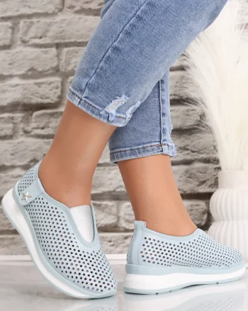 Pantofi dama casual Albastri din Piele Naturala Watifa