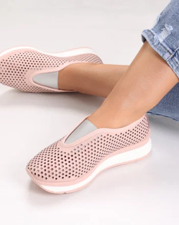 Pantofi dama casual Roz din Piele Naturala Watifa