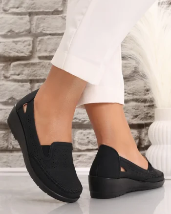 Pantofi dama casual Negri din Piele Ecologica Lasina