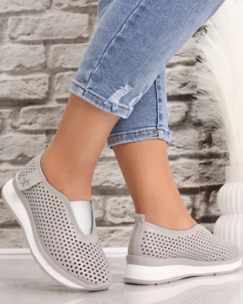Pantofi dama casual Gri din Piele Naturala Watifa