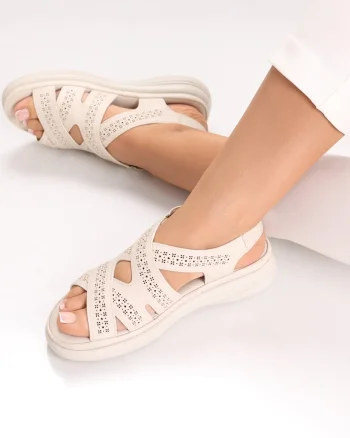 Sandale dama Bej din Piele Ecologica Aloina