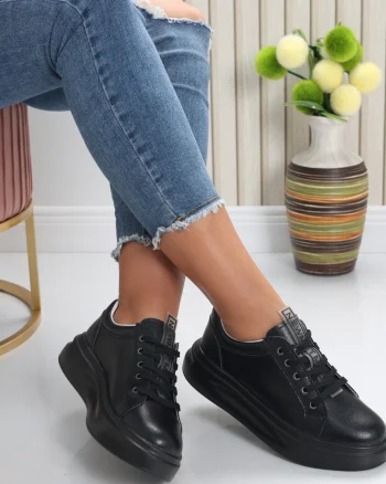 Pantofi dama casual Negri din Piele Naturala Evoya